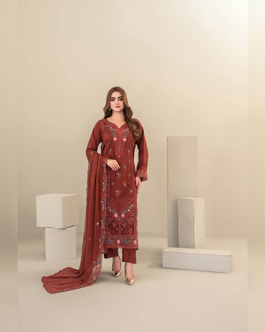 SEHEJ by Tawakkal Fabrics – Luxury Cut Dana Embroidered Staple 3 Piece Unstitched Suit