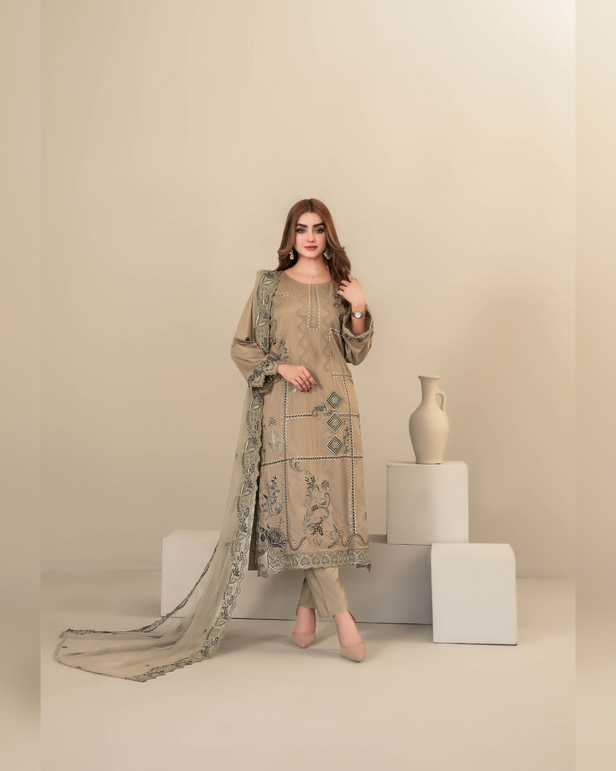 SEHEJ by Tawakkal Fabrics – Luxury Cut Dana Embroidered Staple 3 Piece Unstitched Suit