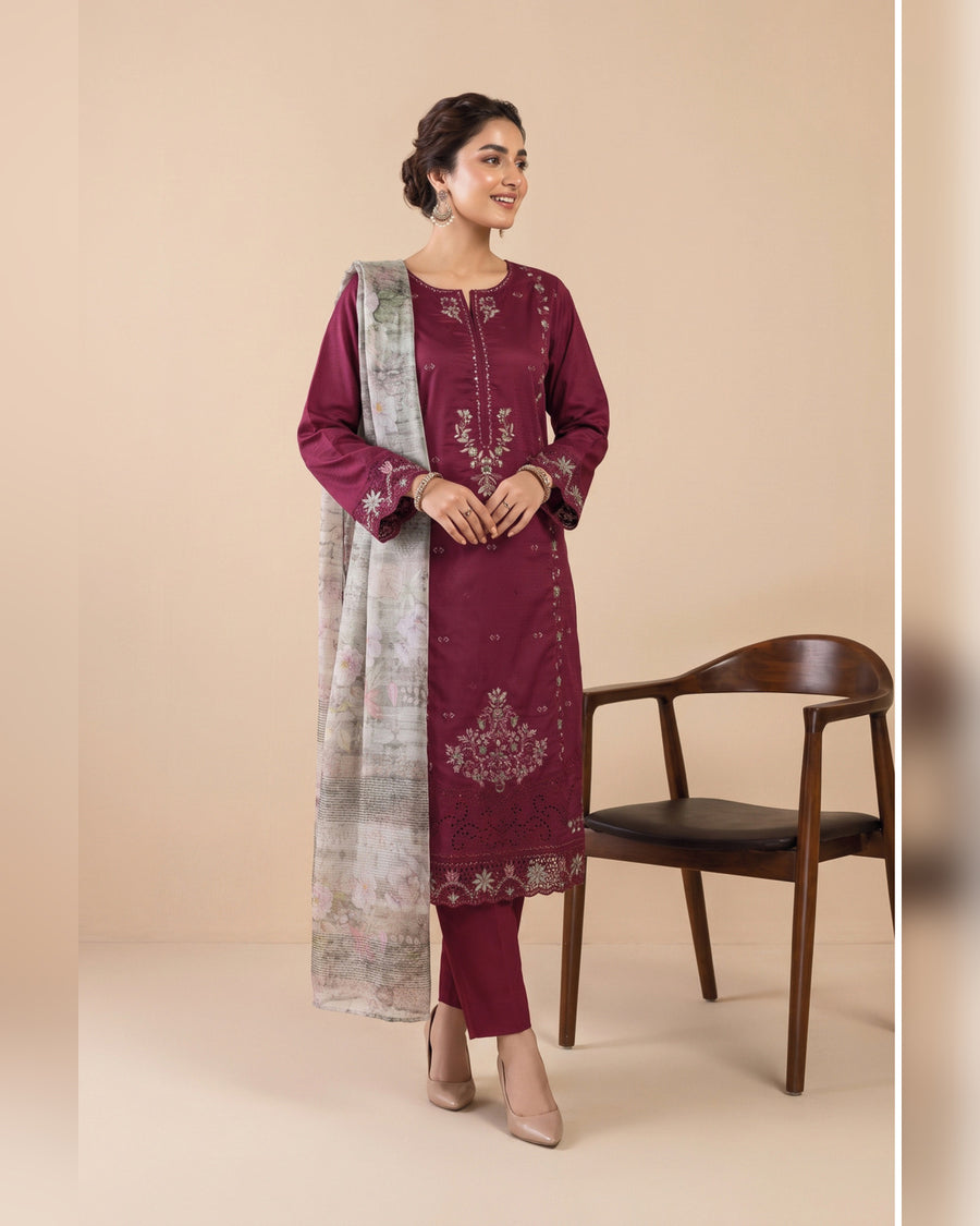 AMAYA by Tawakkal Fabrics – Luxury Embroidered Viscose Jacquard 3 Piece Unstitched Suit