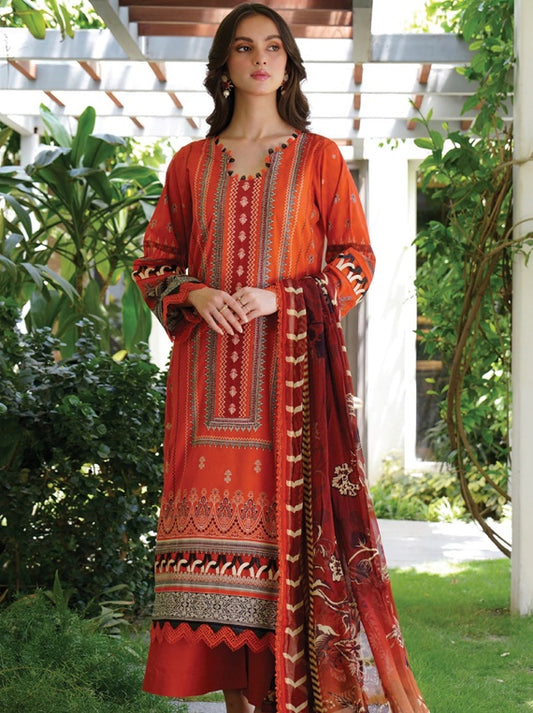 Meerak Summer wine Lawn Collection 2025 (Scarlet)