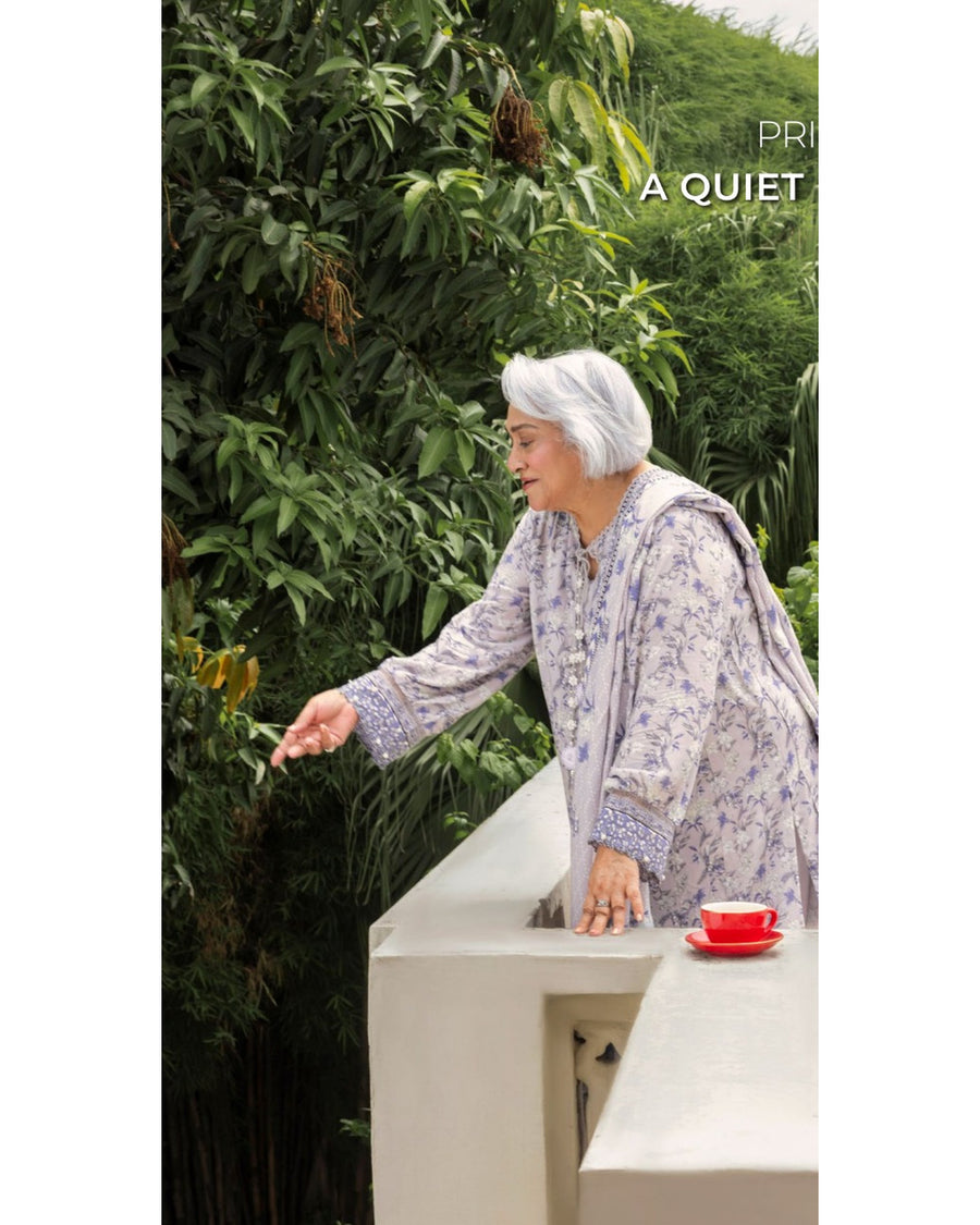 Gul Ahmed Printed Linen 3 Piece Unstitched Suit with Printed Dupatta