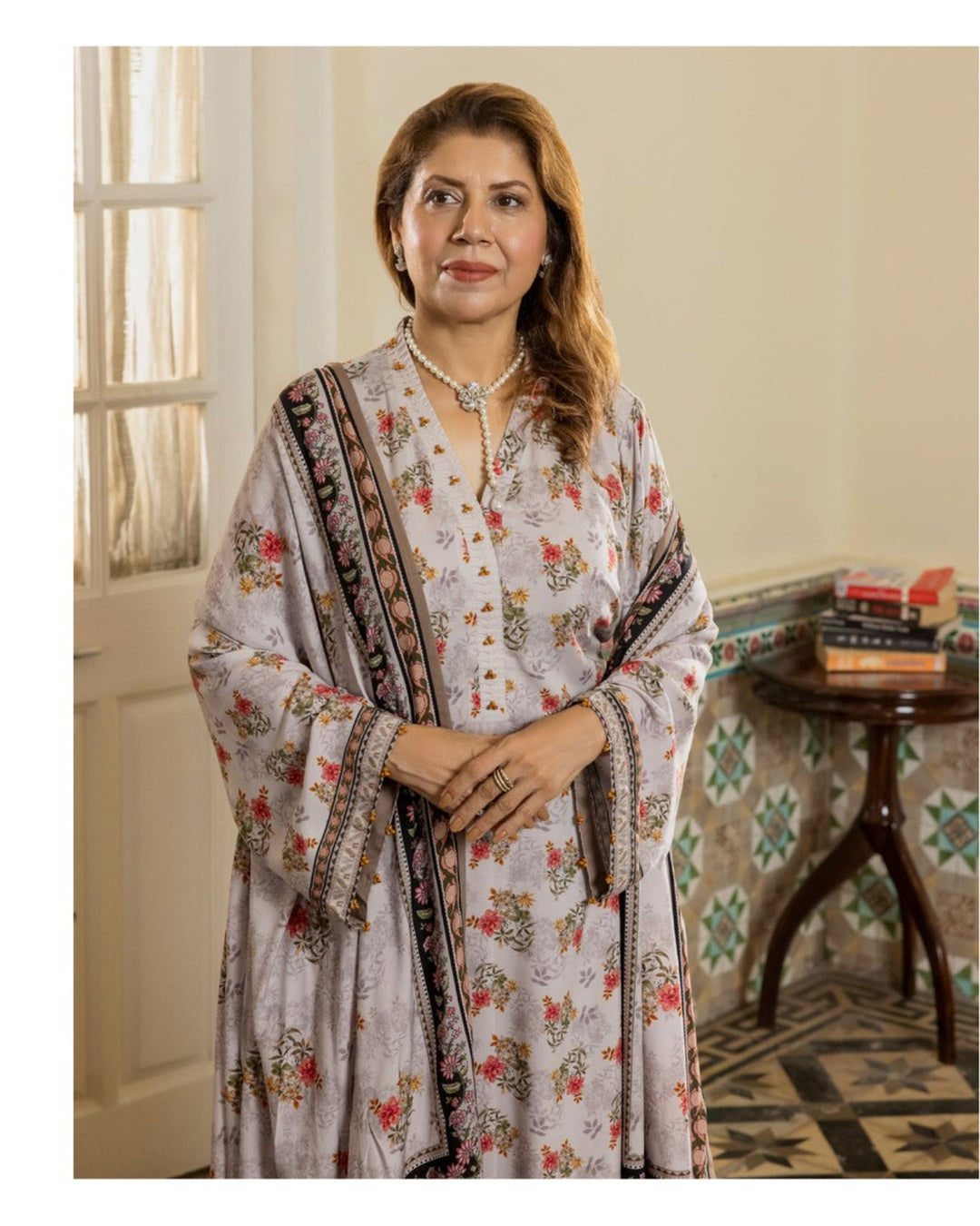 Gul Ahmed Printed Linen 3 Piece Unstitched Suit with Printed Dupatta