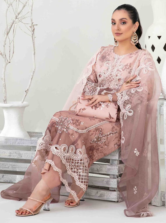 Yasna By Tawakkal Semi-Stitched Organza Collection 2025 (D-4030)