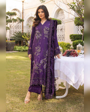 Shaista Gold Full Embroidered Peach 3 Piece Suit with Palachi Dupatta