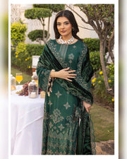 Shaista Gold Full Embroidered Peach 3 Piece Suit with Palachi Dupatta