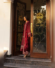 Shaista Gold Full Embroidered Peach 3 Piece Suit with Palachi Dupatta