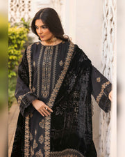 Shaista Gold Full Embroidered Peach 3 Piece Suit with Palachi Dupatta
