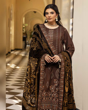 Shaista Gold Full Embroidered Peach 3 Piece Suit with Palachi Dupatta