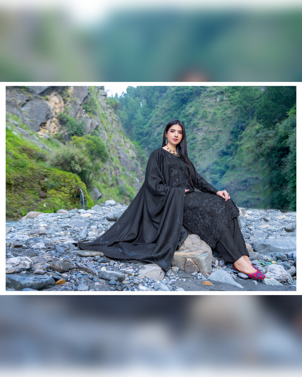 Riaz Arts Zarar Luxury Winter Embroidered Wool Touch Peach Suit with Banarsi Jacquard Shawl