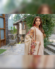 Riaz Arts Qisa Luxury Winter Embroidered Peach Leather Suit with Kani Wool Shawl