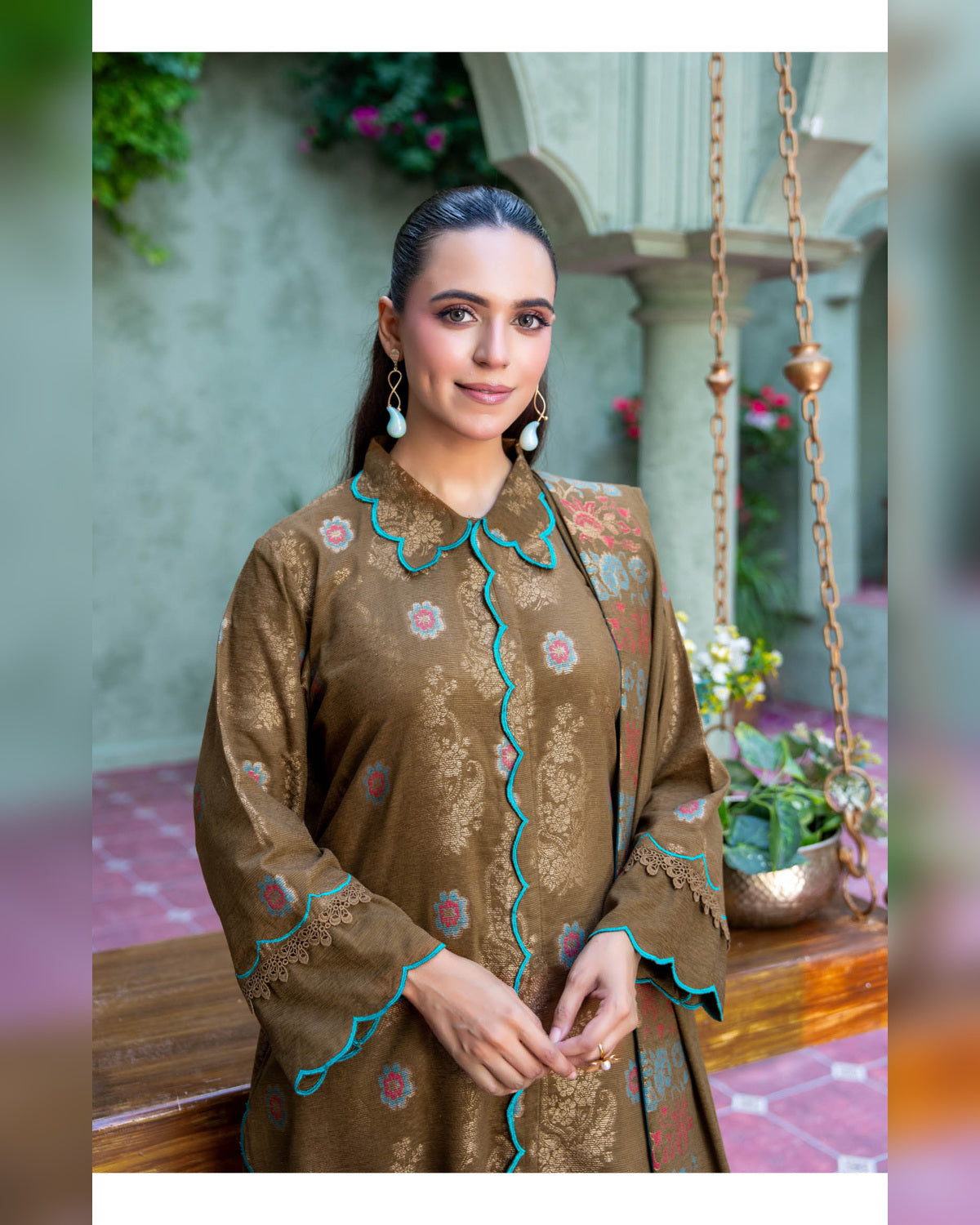 Riaz Arts Kani Micro Velvet Jacquard 3 Piece Suit with Jacquard Shawl