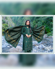 Riaz Arts Zarar Luxury Winter Embroidered Wool Touch Peach Suit with Banarsi Jacquard Shawl