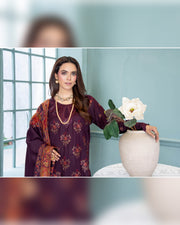 Mahgul Vol. 2 by Riaz Arts – Luxury Embroidered Tensil Peach Leather 3 Piece Winter Suit with Kani Wool Shawl