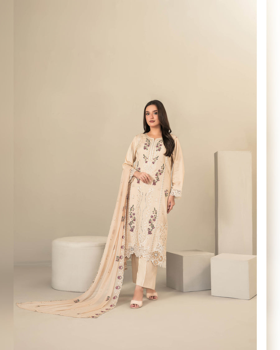 SEHEJ by Tawakkal Fabrics – Luxury Cut Dana Embroidered Staple 3 Piece Unstitched Suit