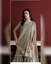 Farasha Azure Royale Luxury Embroidered Chiffon 3 Piece Suit