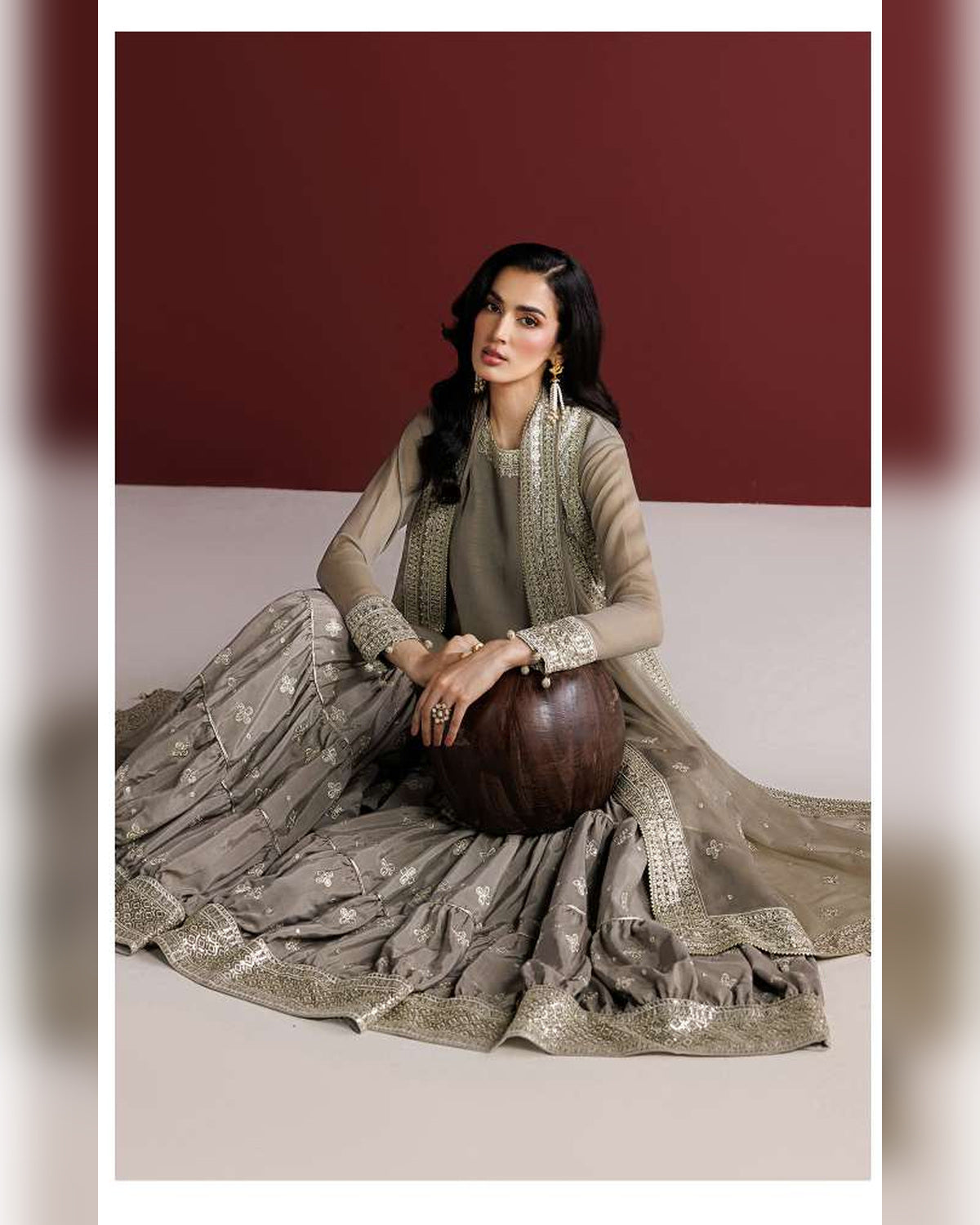 Farasha Azure Royale Luxury Embroidered Chiffon 3 Piece Suit