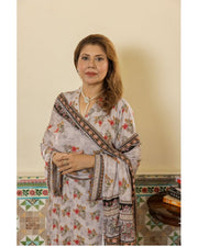 Gul Ahmed Printed Linen 3 Piece Unstitched Suit with Printed Dupatta
