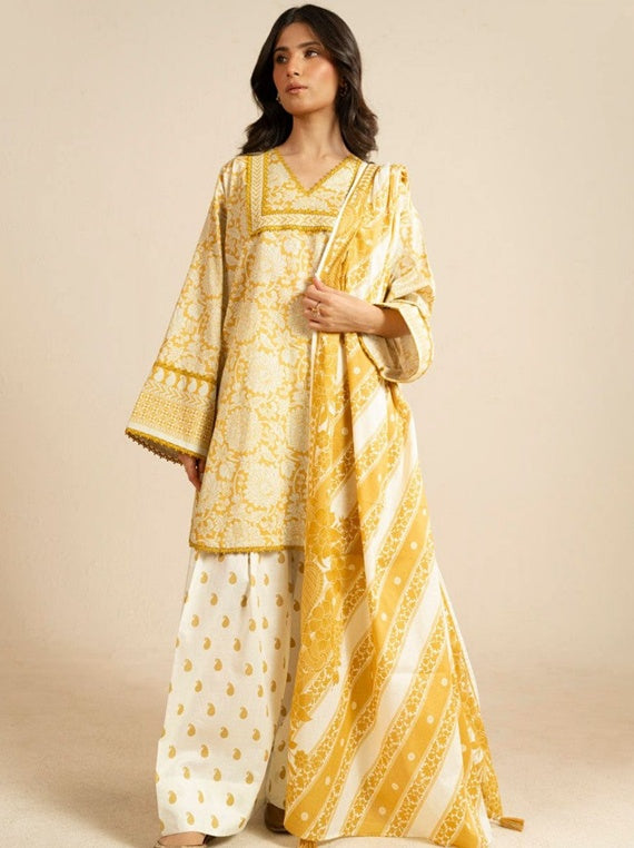 Alkaram Exclusive Designs | Star Fabrics (EC102-26-Yellow)