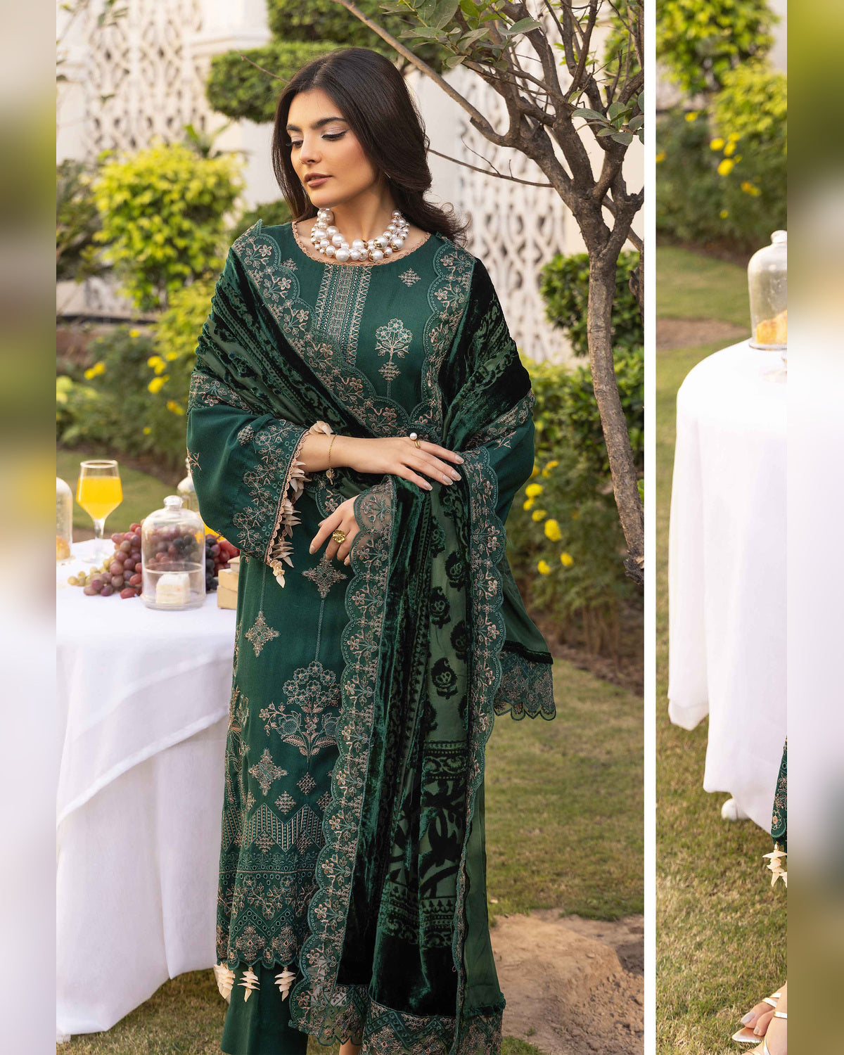 Shaista Gold Full Embroidered Peach 3 Piece Suit with Palachi Dupatta