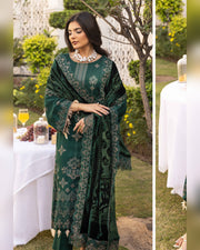 Shaista Gold Full Embroidered Peach 3 Piece Suit with Palachi Dupatta