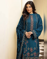 Shaista Gold Full Embroidered Peach 3 Piece Suit with Palachi Dupatta