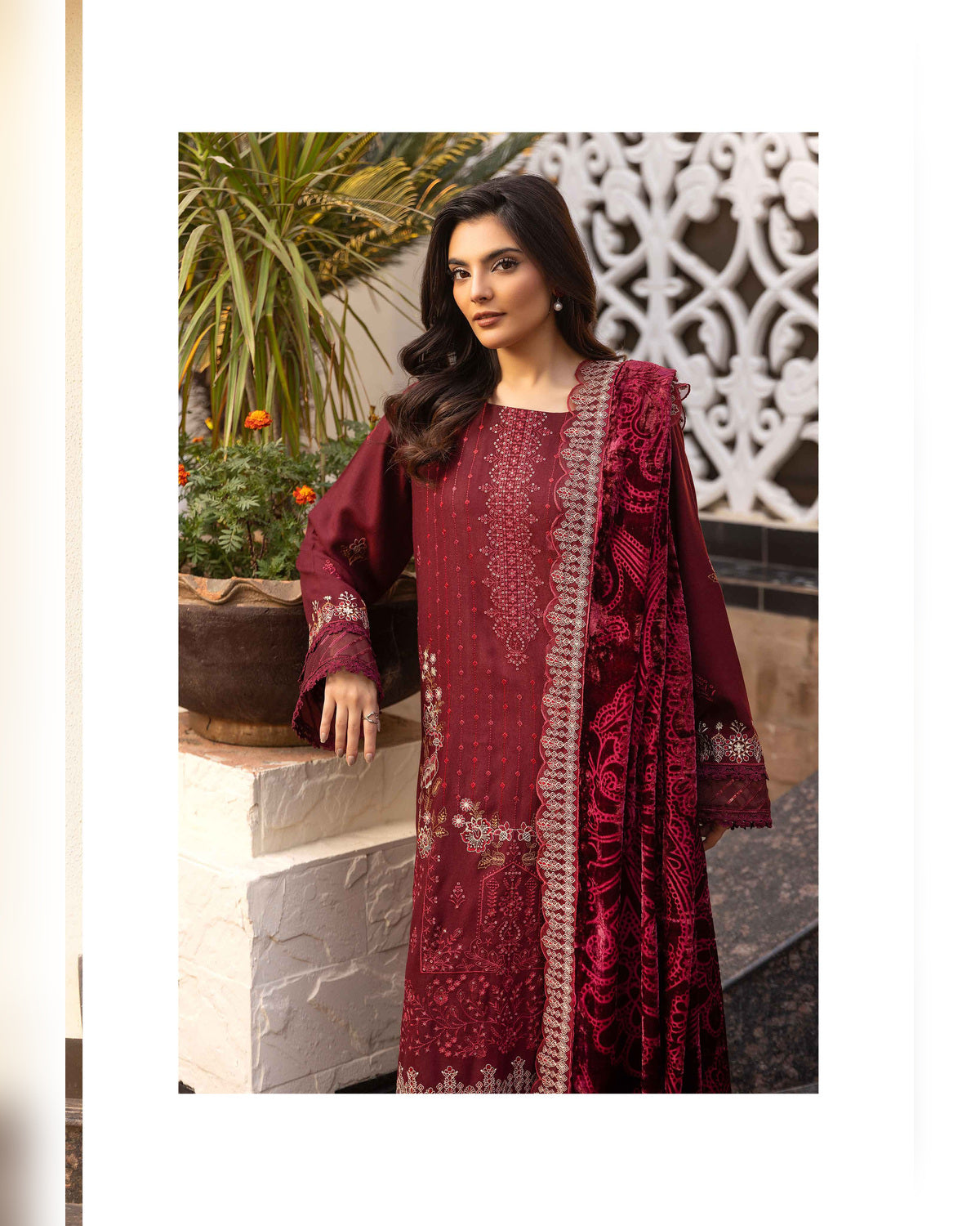Shaista Gold Full Embroidered Peach 3 Piece Suit with Palachi Dupatta