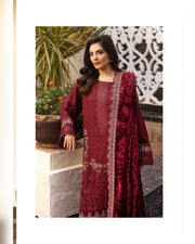 Shaista Gold Full Embroidered Peach 3 Piece Suit with Palachi Dupatta
