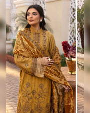 Shaista Gold Full Embroidered Peach 3 Piece Suit with Palachi Dupatta