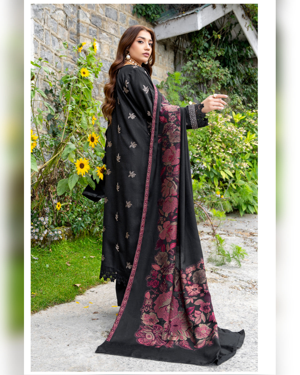 Riaz Arts Qisa Luxury Winter Embroidered Peach Leather Suit with Kani Wool Shawl