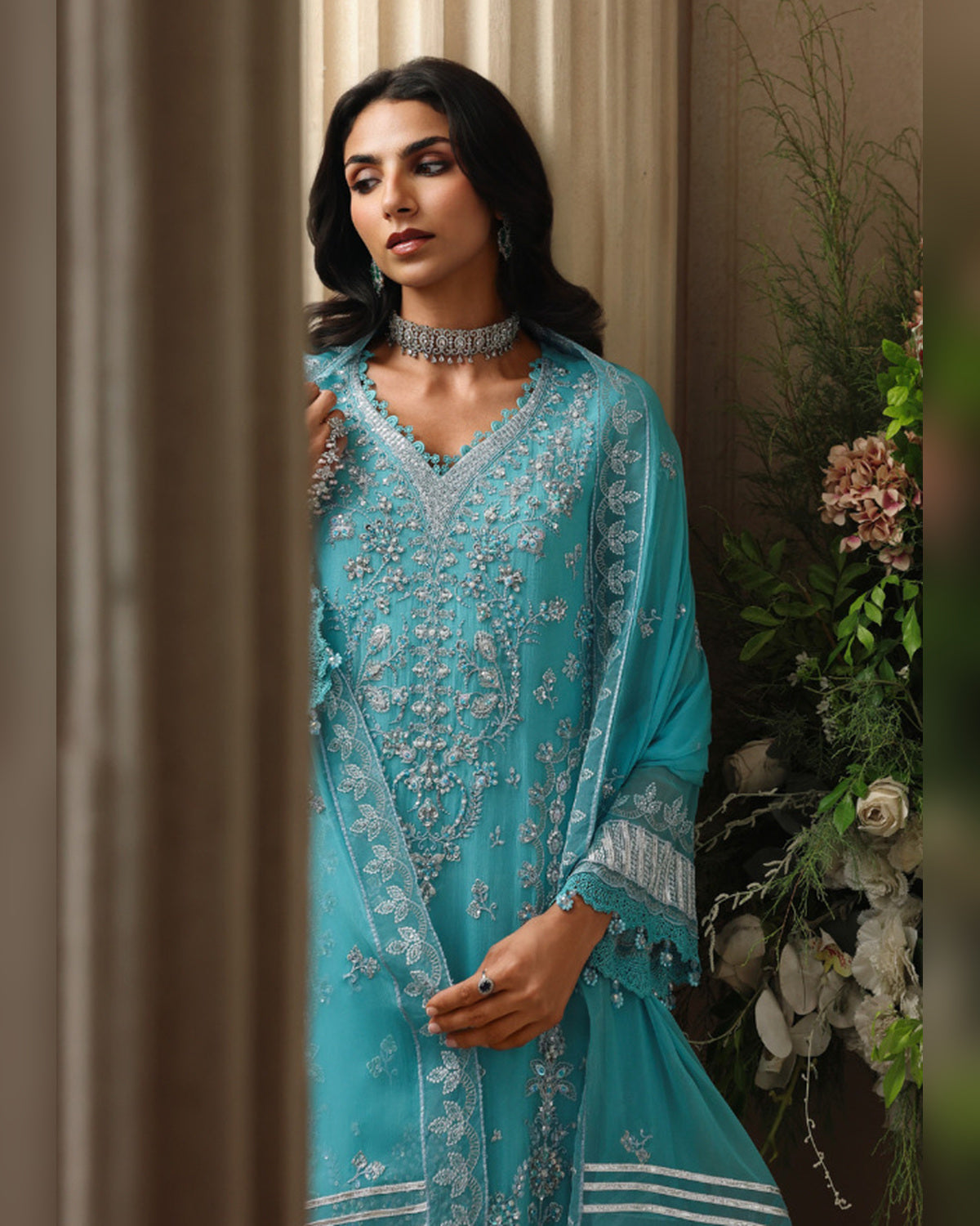 Areeba by ALTAN – NOORE '26 Turquoise Luxury Embroidered Formal Suit