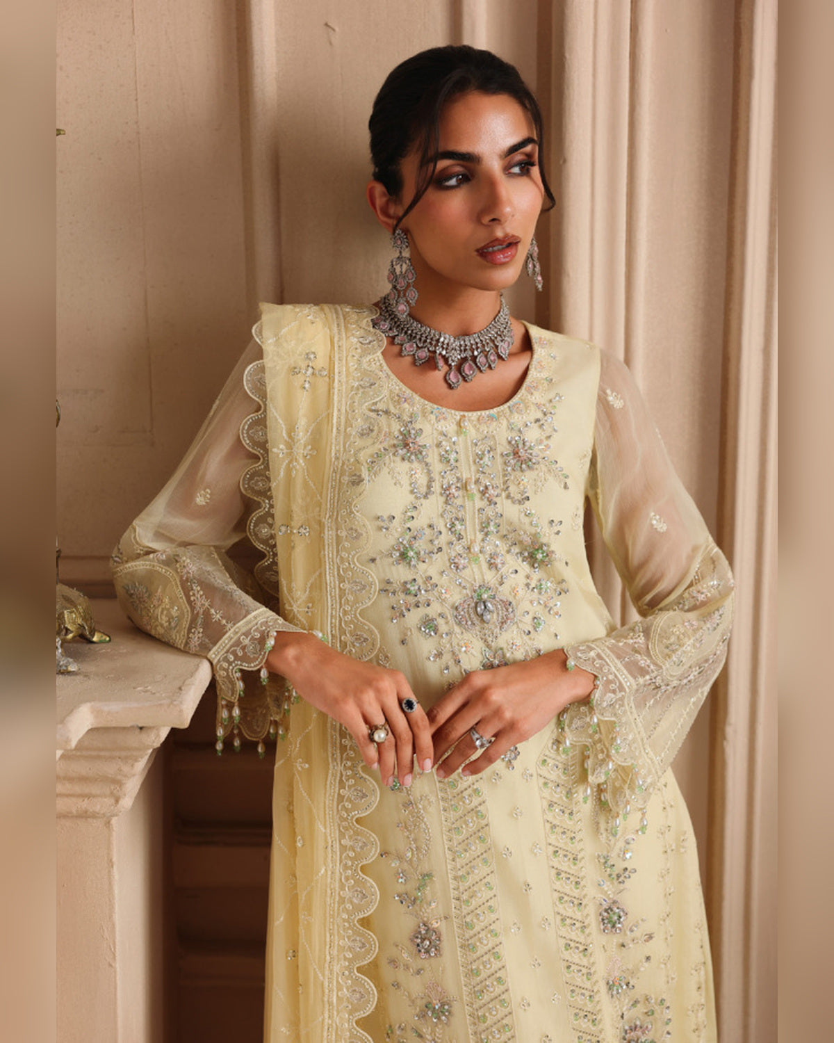 Zarmina by ALTAN – NOORE '26 Ivory Luxury Embroidered Formal Suit