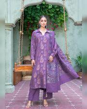 Riaz Arts Kani Micro Velvet Jacquard 3 Piece Suit with Jacquard Shawl