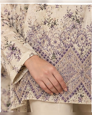 Manizay Dream Slub Bambo Embroidered 3 Piece Suit with Chiffon Dupatta