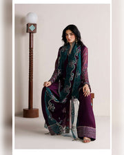 Farasha Azure Royale Luxury Embroidered Chiffon 3 Piece Suit
