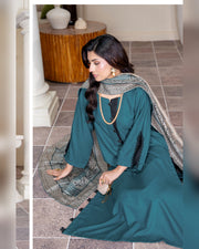 Chinar by Riaz Arts – Luxury Wool Touch Peach 3 Piece Winter Suit with Pashmina Jacquard Shawl