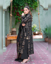 Riaz Arts Kani Micro Velvet Jacquard 3 Piece Suit with Jacquard Shawl
