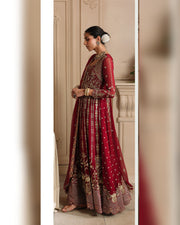 Zahra by ALTAN – NOORE '26 Crimson Red Luxury Embroidered Formal Suit