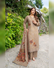 Riaz Arts Qisa Luxury Winter Embroidered Peach Leather Suit with Kani Wool Shawl