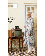 Gul Ahmed Printed Linen 3 Piece Unstitched Suit with Printed Dupatta