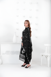 SATORI By Tawakkal 3pcs Semi-Stitched Fancy Embroidered Chiffon suit  [D-3936]