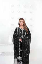 SATORI By Tawakkal 3pcs Semi-Stitched Fancy Embroidered Chiffon suit  [D-3936]