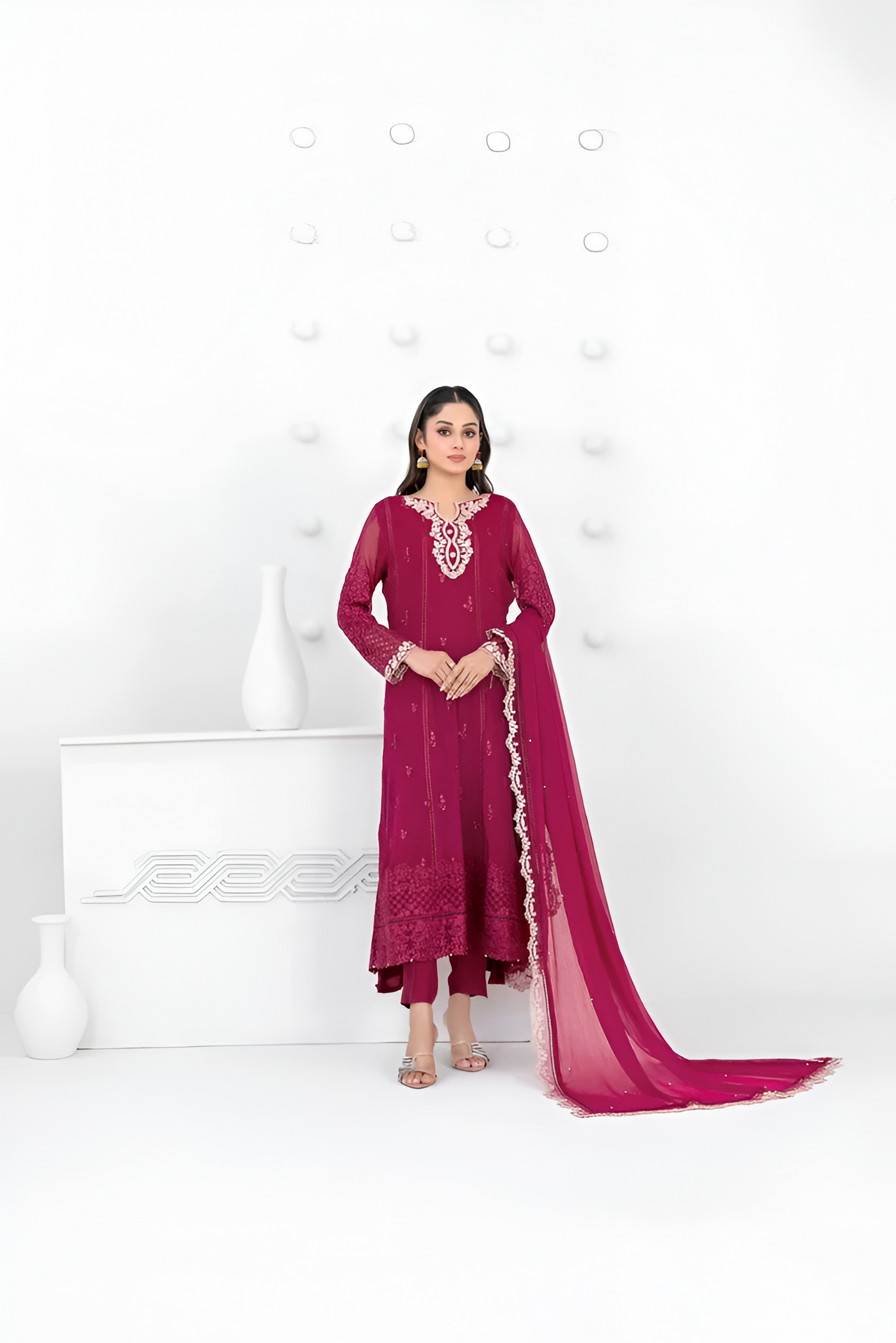SATORI By Tawakkal 3pcs Semi-Stitched Fancy Embroidered Chiffon suit [D-3938]