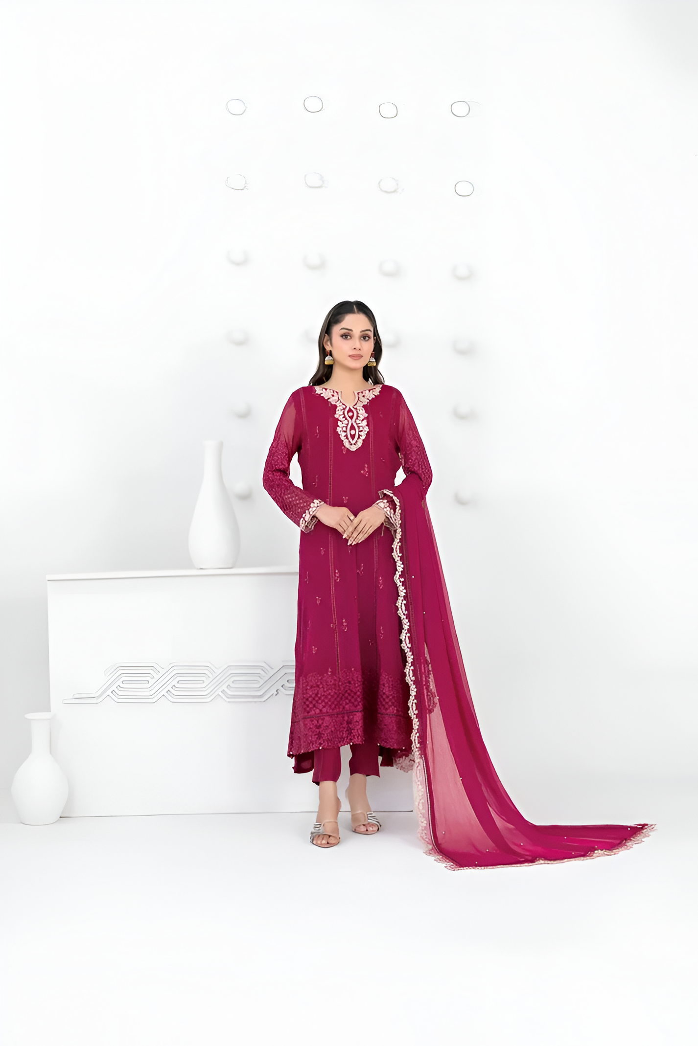 SATORI By Tawakkal 3pcs Semi-Stitched Fancy Embroidered Chiffon suit [D-3938]