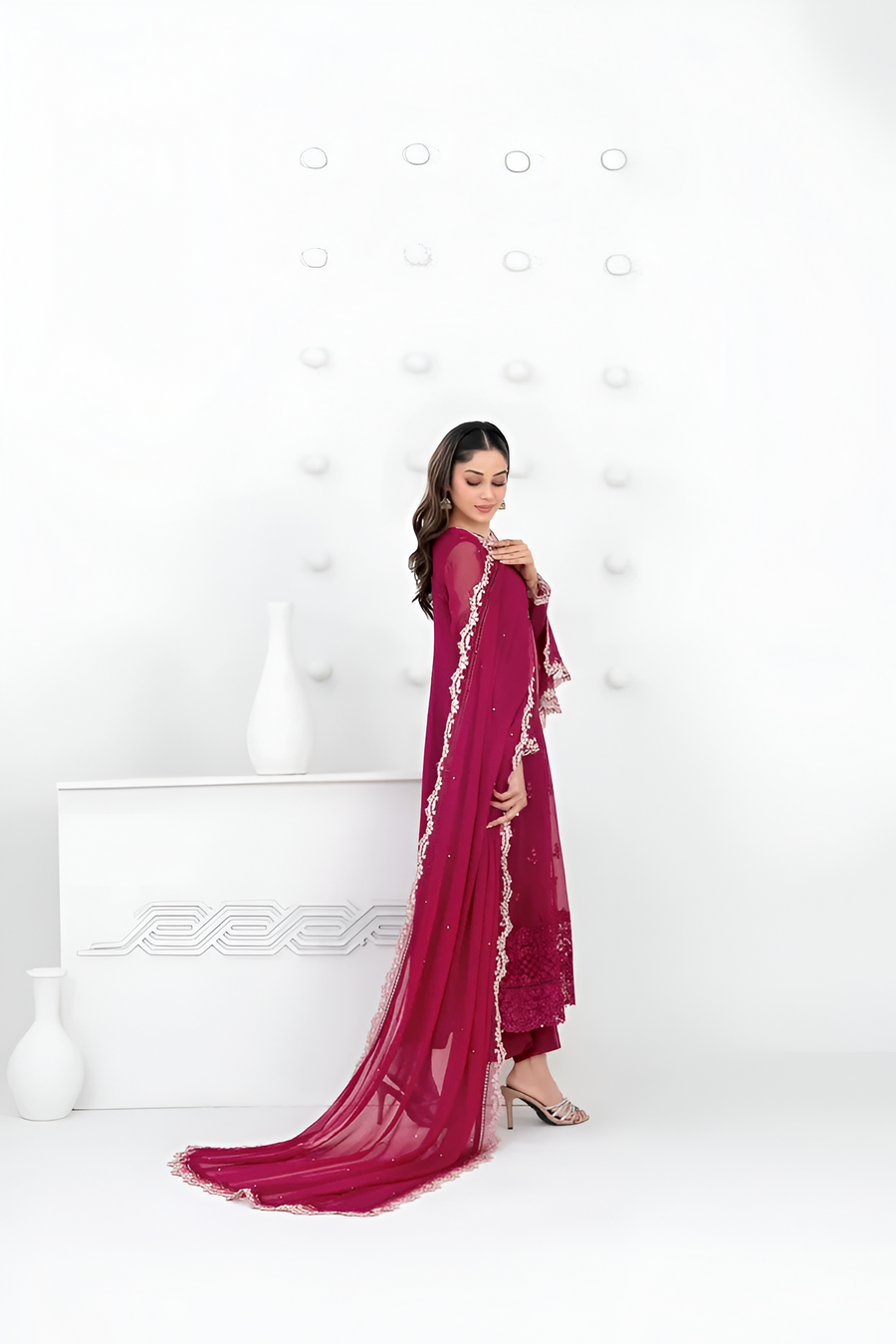 SATORI By Tawakkal 3pcs Semi-Stitched Fancy Embroidered Chiffon suit [D-3938]