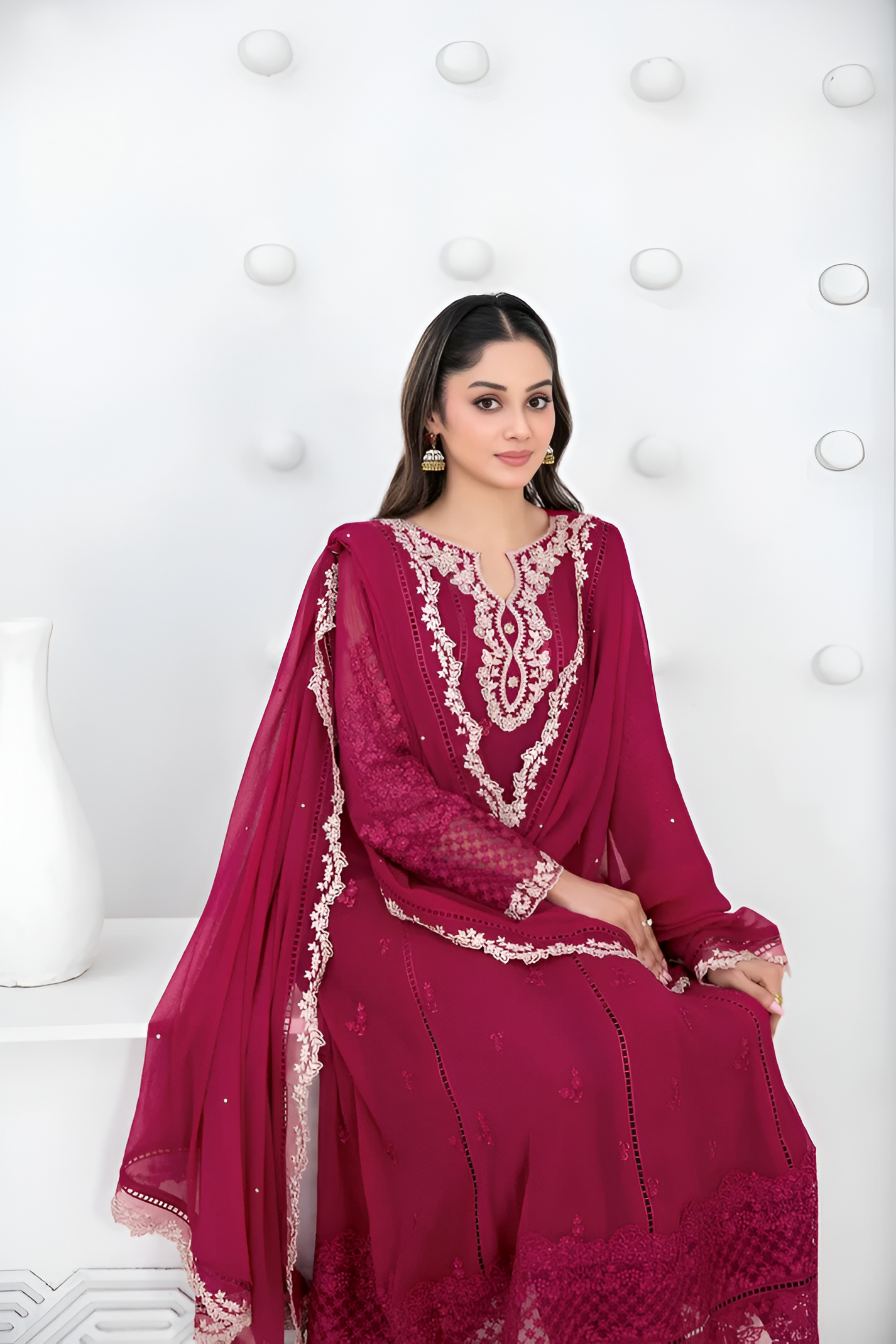 SATORI By Tawakkal 3pcs Semi-Stitched Fancy Embroidered Chiffon suit [D-3938]