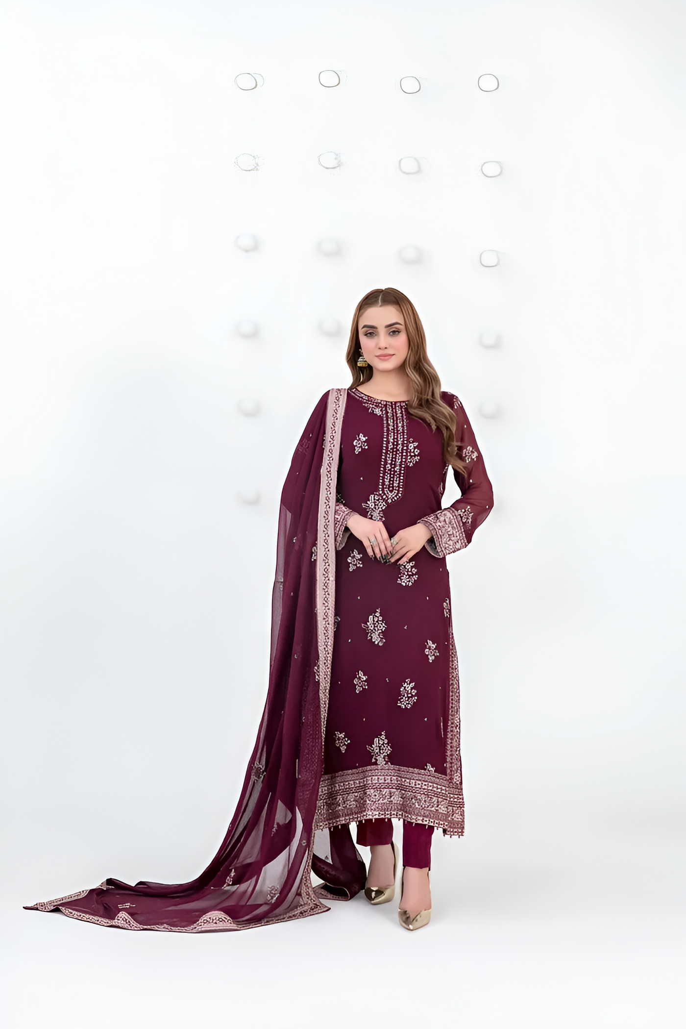 SATORI By Tawakkal 3pcs Semi-Stitched Fancy Embroidered Chiffon suit [D-3937]