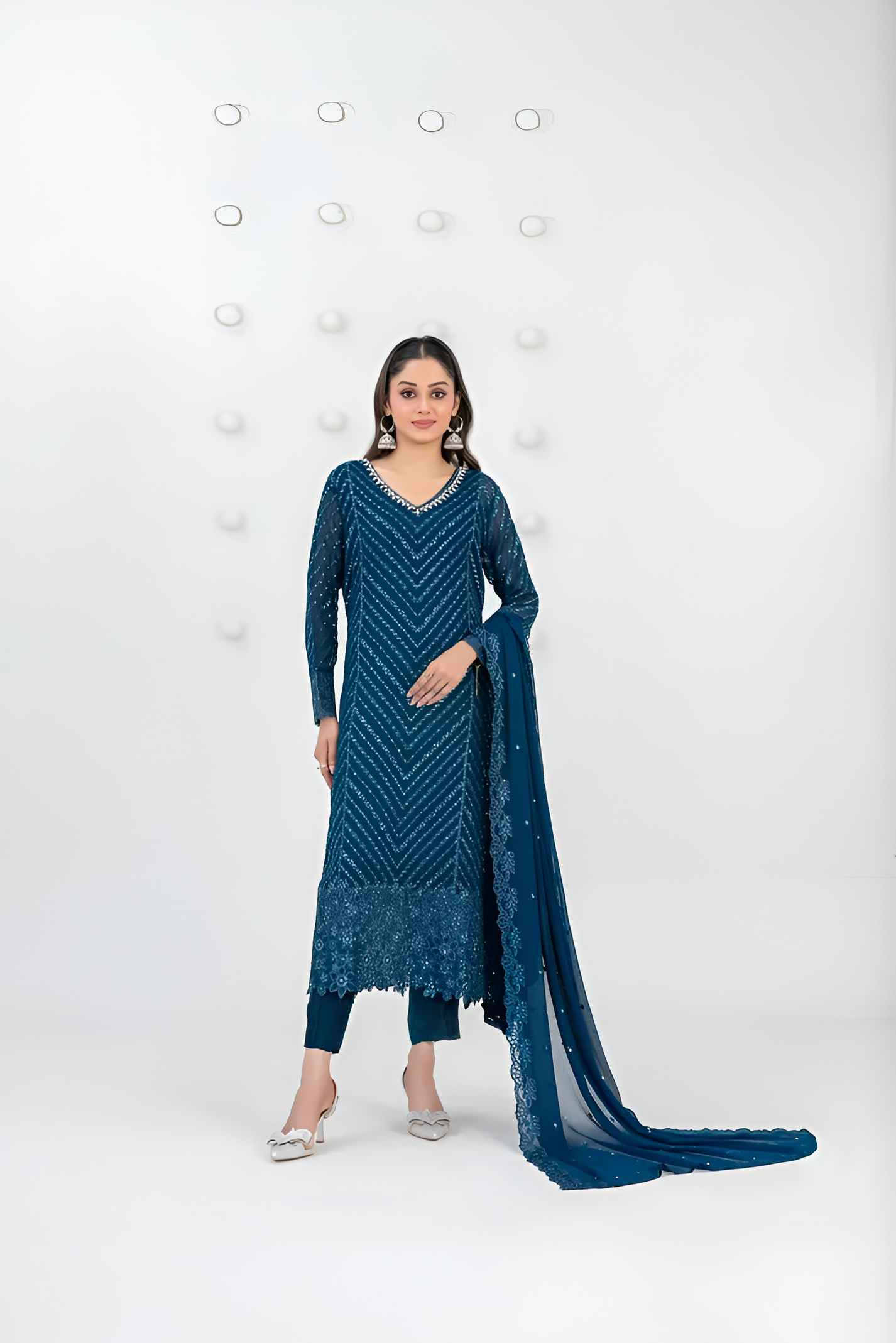 SATORI By Tawakkal 3pcs Semi-Stitched Fancy Embroidered Chiffon suit [D-3932]