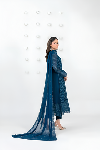 SATORI By Tawakkal 3pcs Semi-Stitched Fancy Embroidered Chiffon suit [D-3932]