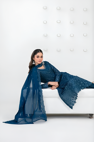 SATORI By Tawakkal 3pcs Semi-Stitched Fancy Embroidered Chiffon suit [D-3932]