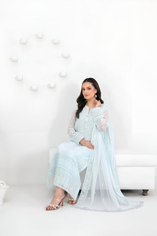 SATORI By Tawakkal 3pcs Semi-Stitched Fancy Embroidered Chiffon suit [D-3931]